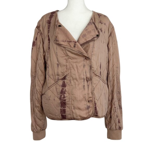 Marrakech Anthropologie Soft Quilted Tie Dye Bomber Moto Jacket NWT (M) - Picture 15 of 15